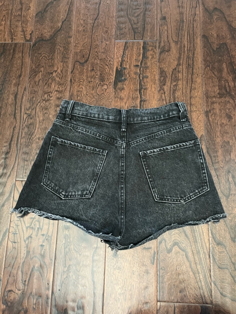 Zara Black Distressed High-Rise Denim Shorts - Picture 3 of 4